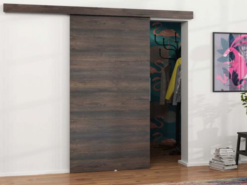 Drzwi naścienne przesuwne Malibu 100 - kolor jesion ciemny - sklep kier.furniture